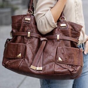 B Makowsky Leather Handle Bag